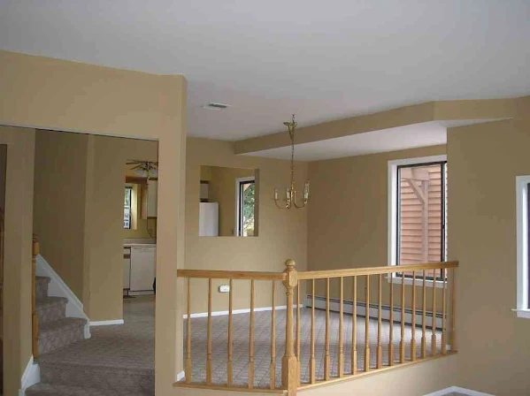 Interior landing plastering with smooth skim coat finish